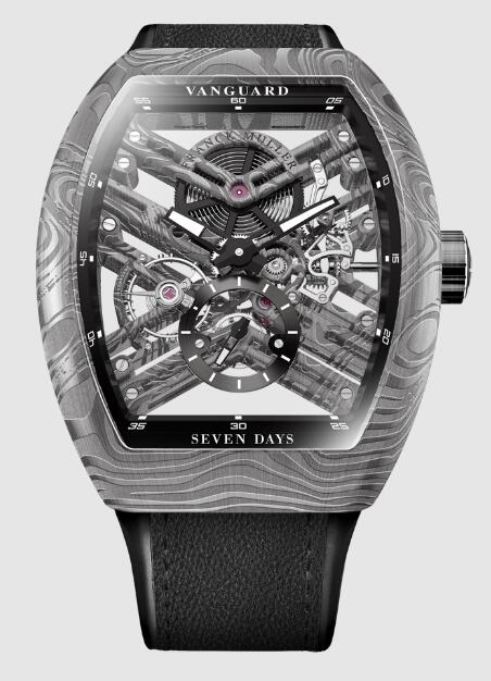 Franck Muller Vanguard Damascus Steel Skeleton V 45 S6 SQT DAMAS BR (NR) Replica Watch